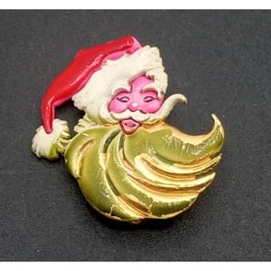 ART Designer Signed Vintage Santa Claus Brooch Pin